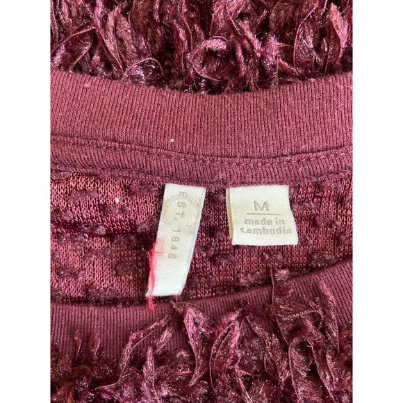 Cato 1946 Textured Fuzzy Sweater Women’s M Burgundy Cozy Y2K Retro Shaggy Chic - Picture 4 of 9
